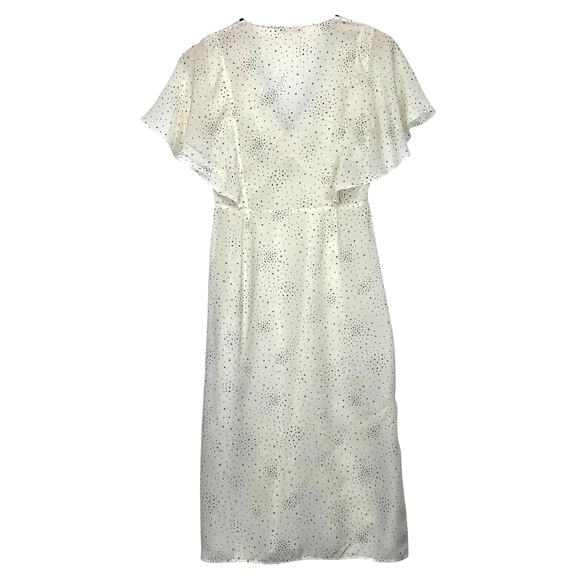 MAJE Racky Dress Sz XS Star Print Ruffle Midi Ivory Black Celestial Whimsigoth - Picture 5 of 8